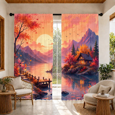 Rideaux de paysage de chalet 2 pièces Tranquil