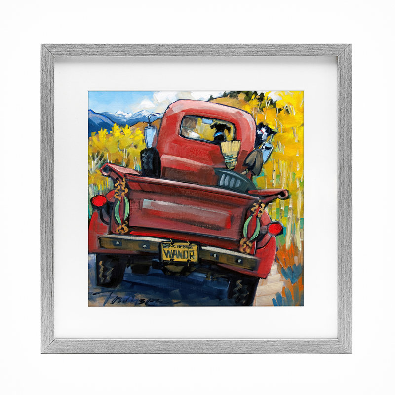«Wander Truck Through Wheat Grass», reproduction encadrée sous verre, conception de CR Townsend, 13 x 13