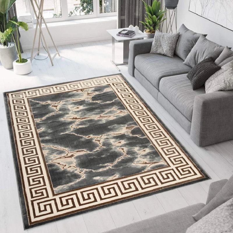 Boularderie Abstract Flatweave Berber Indoor / Outdoor Area Rug, Rectangle 240 x 320 cm, Silver