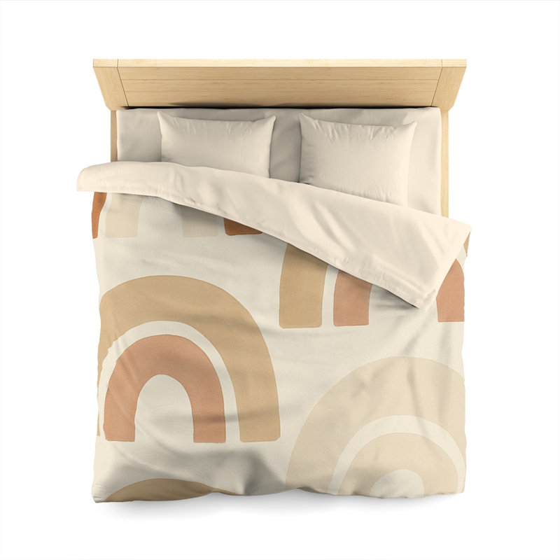 Microfiber Duvet Cover Boho Style, Design 50, Queen Duvet Cover, Cream