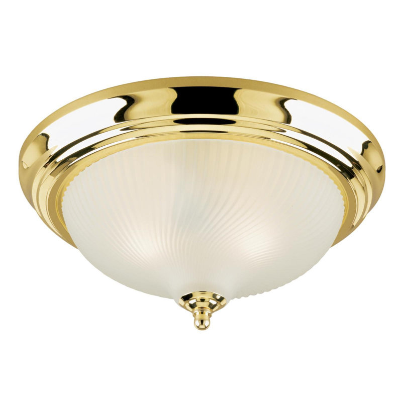 Plafonnier encastré 13 po 2 lumières Aurelia, Laiton poli