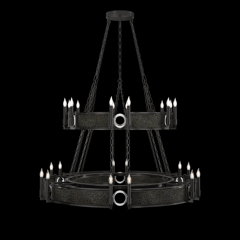Lustre rond l 50 po Mirage, Chevalier noir / noir mat / nickel
