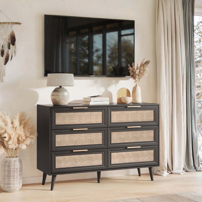 Buffet 47,2 "Rattan Buffet, Noir, noir, noir, noir