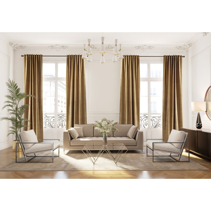 Rideau simple extra long et extra large en velours mat luxueux, 49 sépia, L 52 po x L 300 po