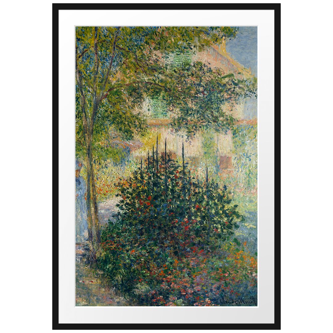 Gerahmtes Leinwandbild Camille Monet im Garten in Argenteuil von Claude Monet