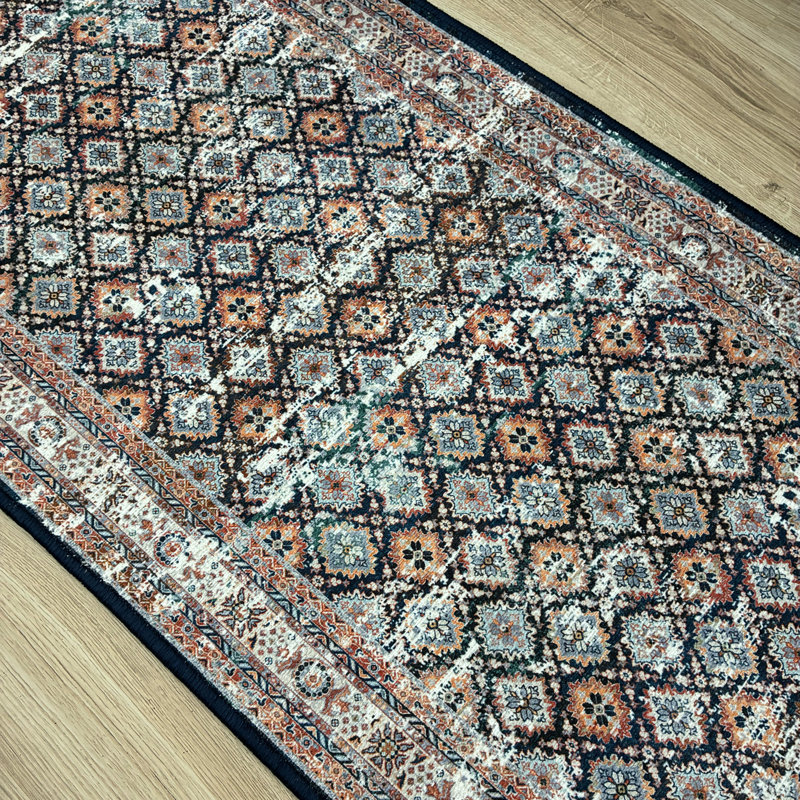 Tapis de couloir intérieur bleu sur mesure Kilim, Tapis de couloir 2 pi 2 po x 10 pi