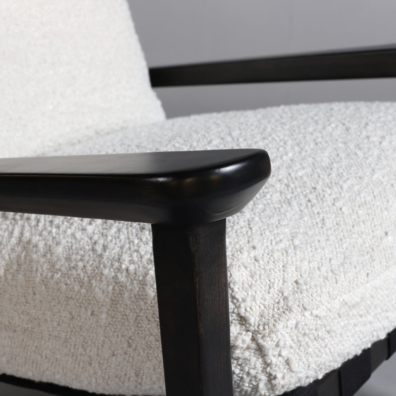 Chaise berçante Mid Century, Tapioca Premium Boucle, Charcoal
