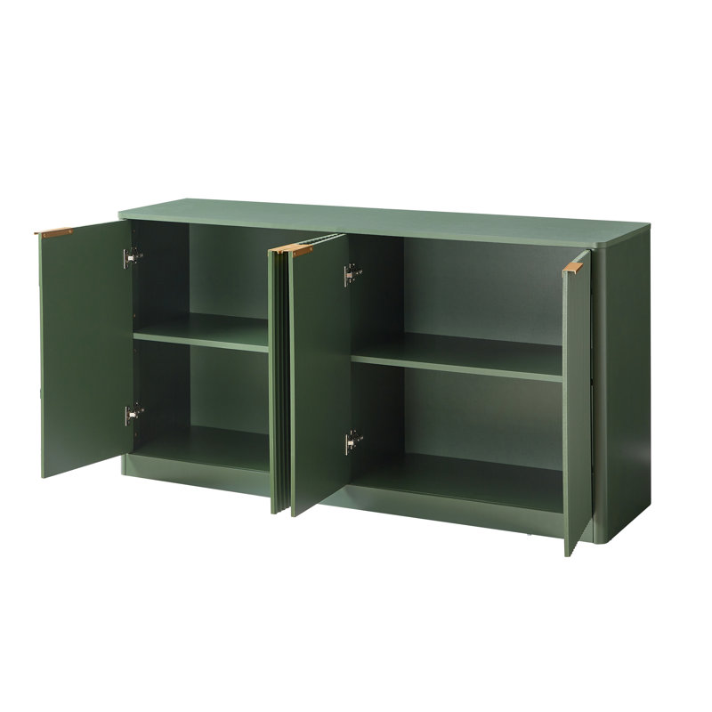 Buffet moderne incurvé moderne - 59 po avec 4 portes, pour salle à manger ou console multimédia - Mid-Century Organic Modern