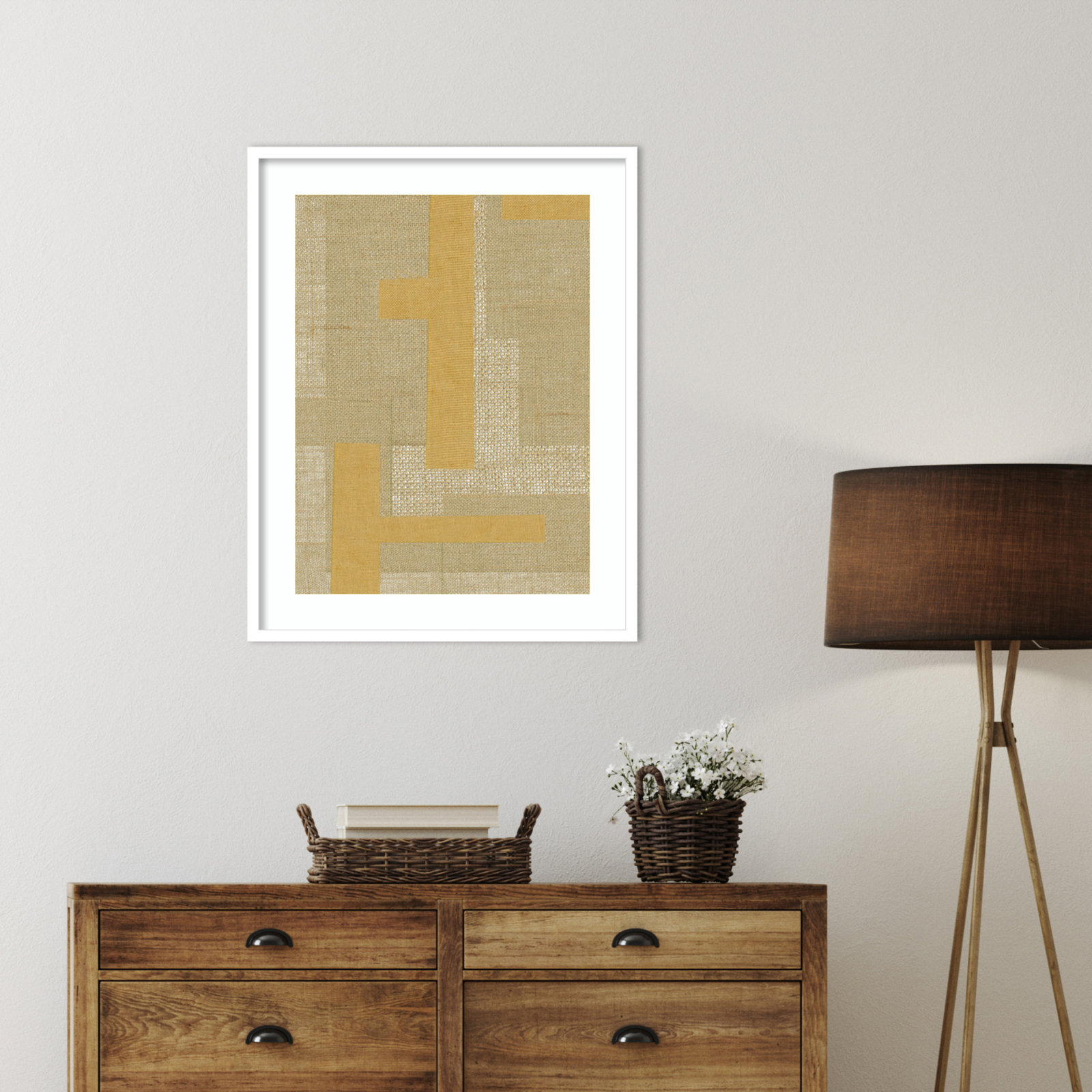 Fabric Pattern Collage No. 4 Print, White, 33" H x 26" W