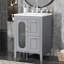 Meuble-lavabo 24 po avec lavabo, meuble-lavabo avec deux tiroirs et porte, tablette réglable, bois massif et panneau de fibres à densité moyenne-115688390