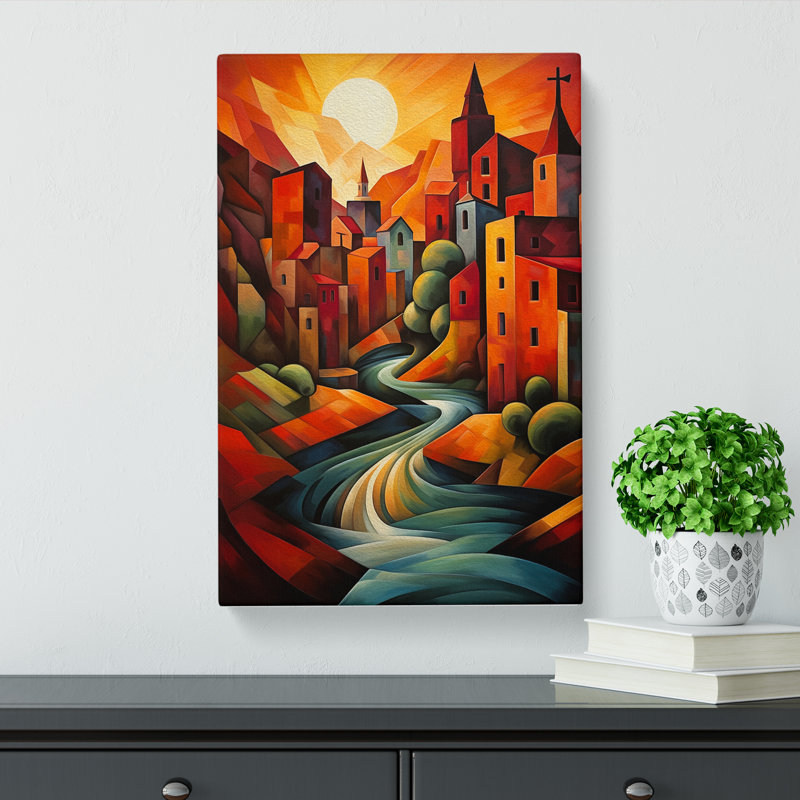 River Cubism No.2 - Wrapped Canvas, 50cm H x 35cm W x 3cm D