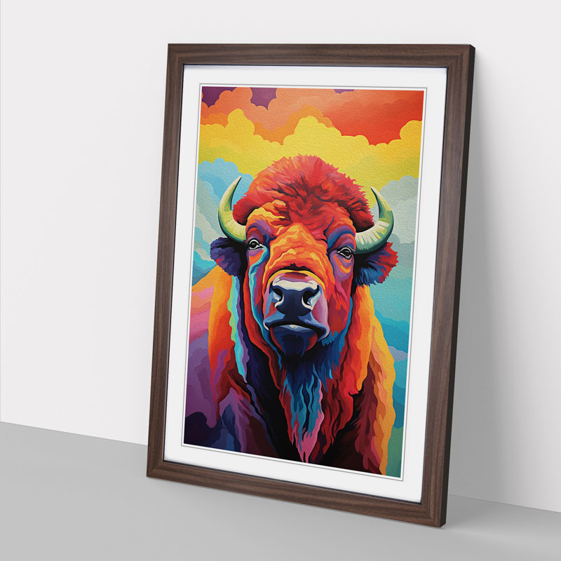 Buffalo Colour Field Art - Framed Print, Walnut Framed, 46cm H x 34cm W x 2cm D