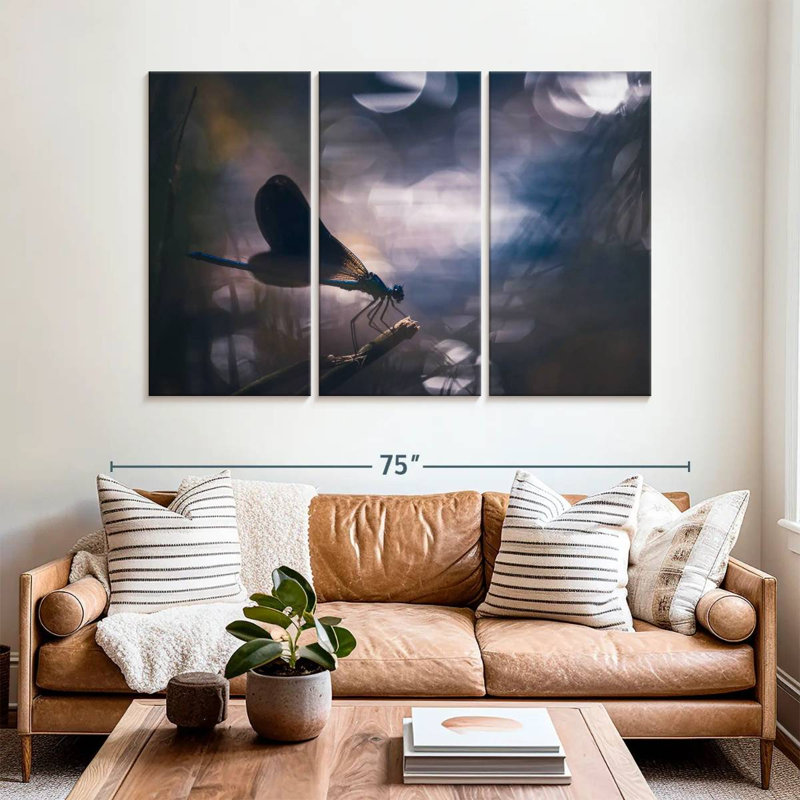 Brampt Blue Calopteryx Dragonfly, 42" H x 65" W