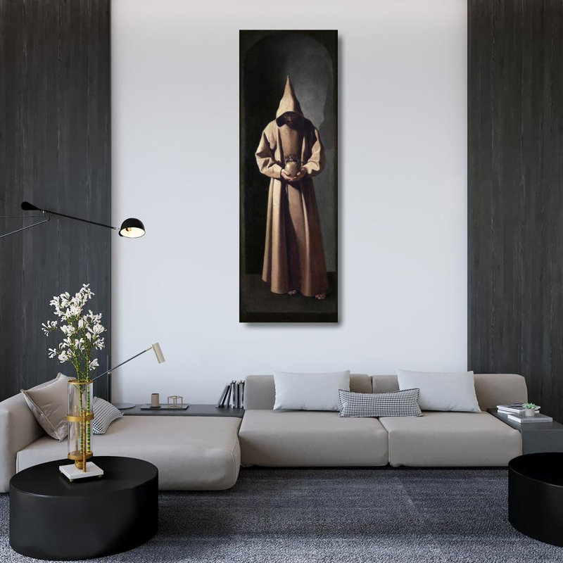 «St. Francis Contemplating a Skull» par Francisco De Zurbaran - Art mural sur toile tendue avec châssis, H 48 po x l 33 po