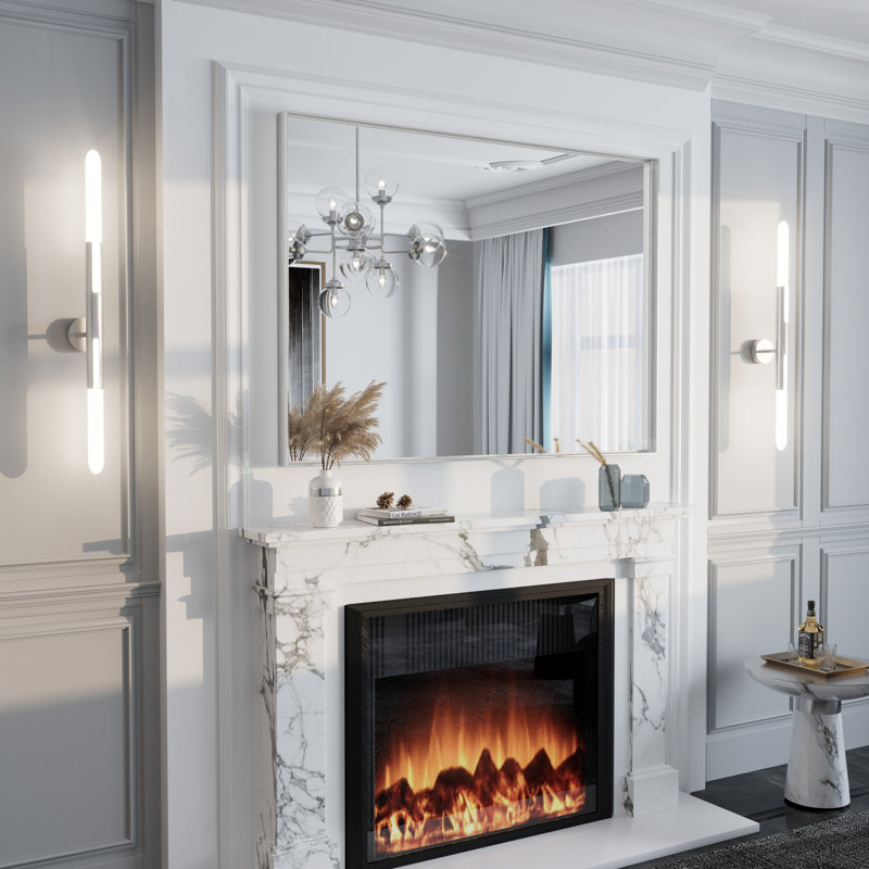 Miroir mural Aevar, 48 po x 36 po, Argent brossé