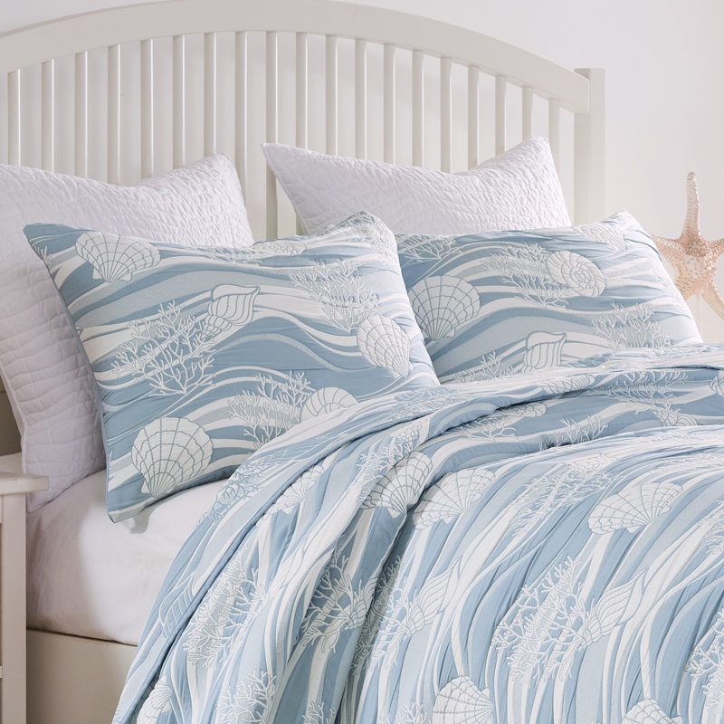 Greenland Home Fasions Dover Tidal Blue Standard Sham, 20x26, Standard