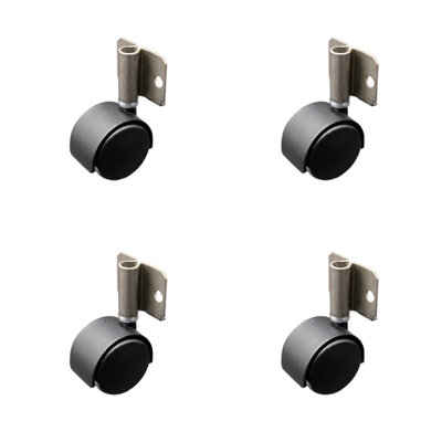 Flat Black Hooded Nylon Twin Casters