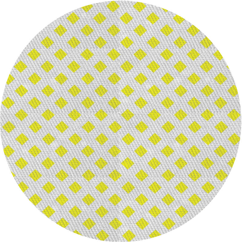 Blanc géométrique/jaune Tapis décoratif, Rond 7 pi