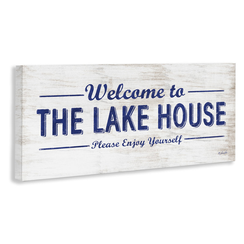 Lakehouse Welcome Sign Enjoy Yourself by Lauren Rader - Graphic Art Print, 20" H x 48" W