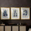 Fleurs bleu marine pressées IV - reproduction encadrée sur mesure de qualité supérieure mate - 3 pièces-260337422-260337418