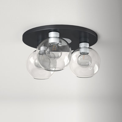 Davian 3 Light Glass Flush Mount