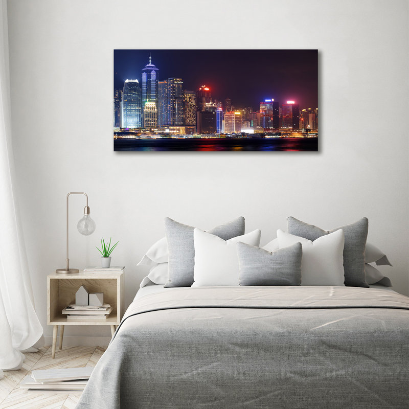 Hong Kong By Night - No Frame Print, 70cm H x 140cm W x 2cm D, Canvas