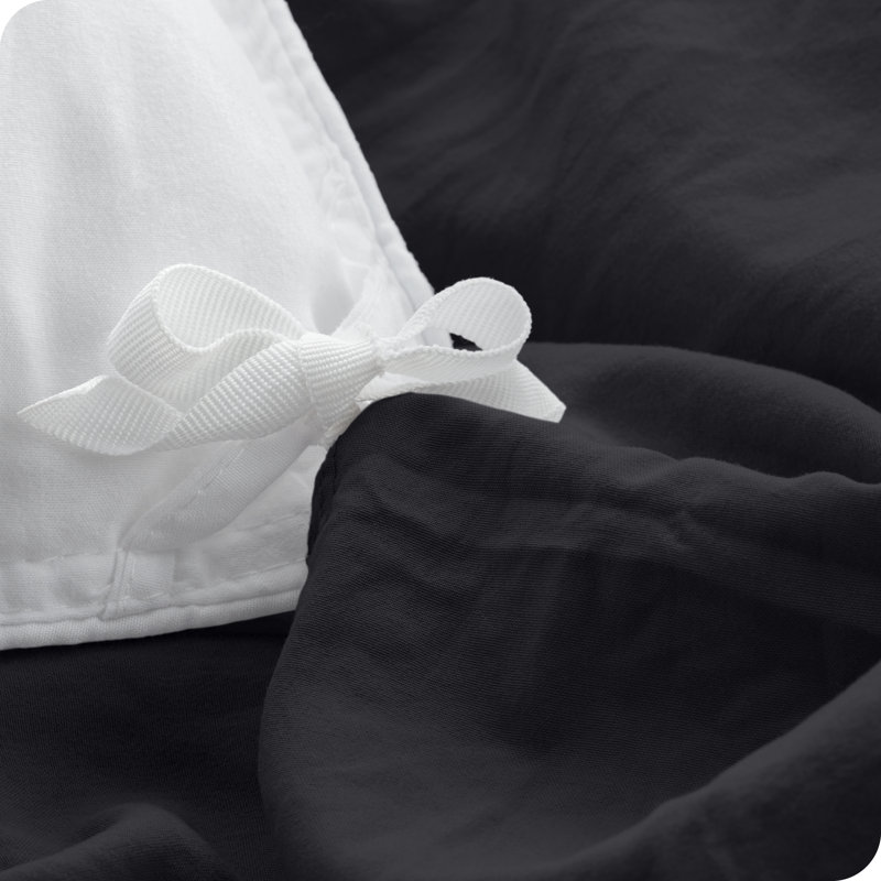 Oversized King Sandwash Black Microfiber Duvet Cover Set
