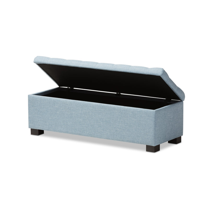 Mesina Polyester Blend Upholstered Storage Bench, Light Blue