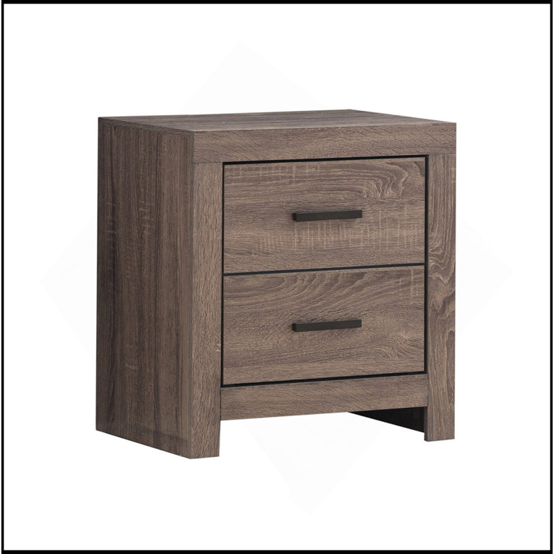 2 Drawers MDF Nightstand In Barrel Oak Finish