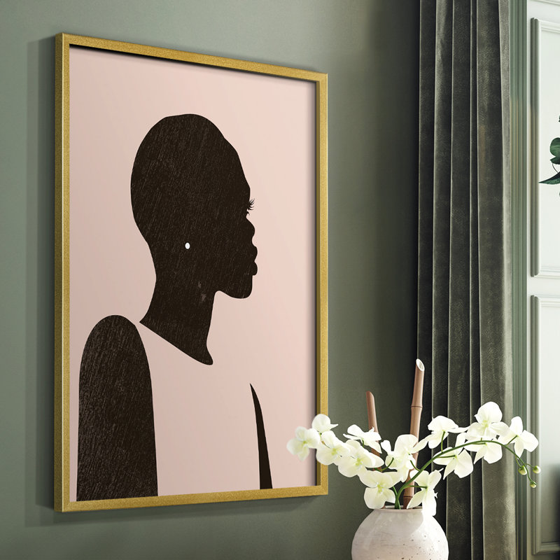 «Pink Silhouette II», reproduction encadrée - bois massif, Or, H 28 po x l 22 po