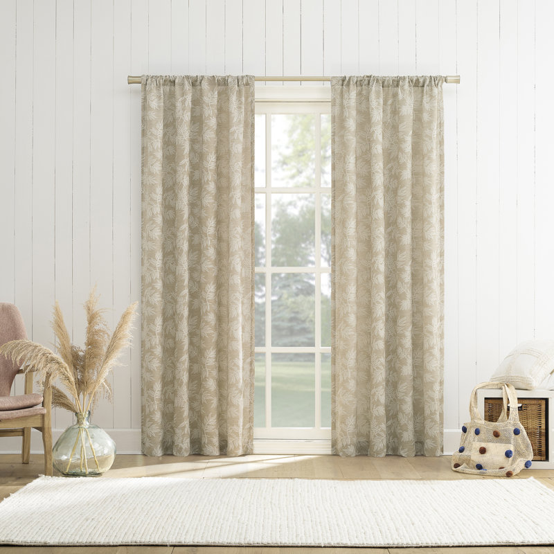 Panneau de rideau semi-diaphane avec passe-tringle Koda, L 50 po x L 63 po, Beige