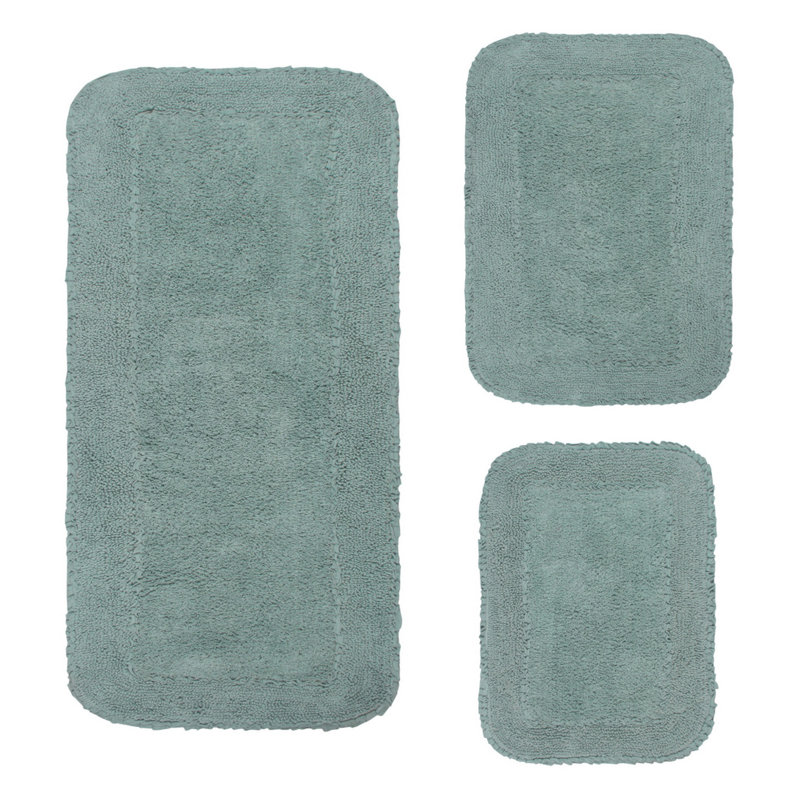 Tapis pour salle de bain 100% coton avec envers en latex Brunton Collection (ensemble de 5), Bleu