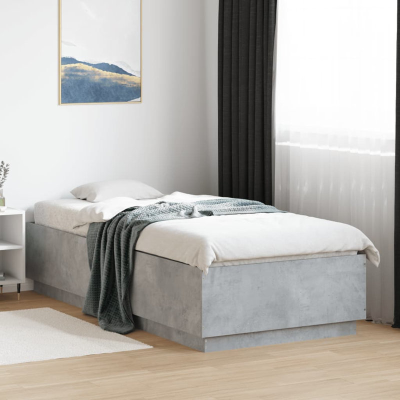 Noar Bed, Concrete gray, European Single (90 x 200cm)