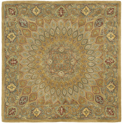 Tapis oriental en laine / coton / latex touffeté à la main Gideon en brun clair / gris