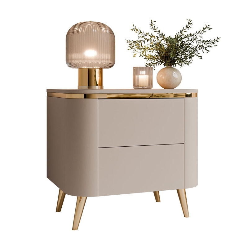 50 cm W Bedside Table, with gold legs