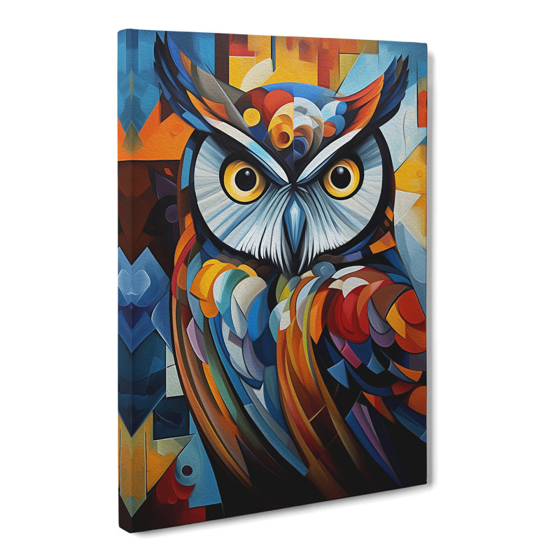 Owl Cubism - Wrapped Canvas, 50cm H x 35cm W x 3cm D