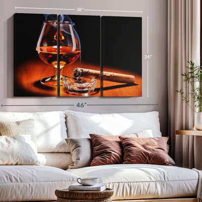 "Cigare et boissons au cognac" sur toile