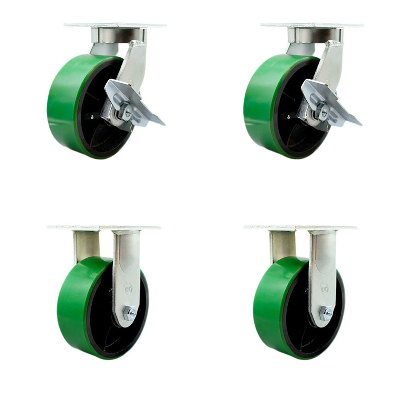 Ensemble de roulettes en poly robuste sur roulettes en fonte 2 freins 2 rigides SCC