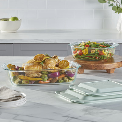 Pyrex® Deep 4-piece Baking Dish Set with Sage Lids