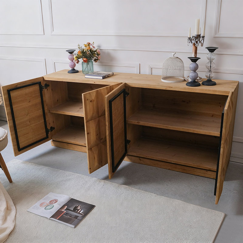 Retro Burlywood Solid Wood Sideboard