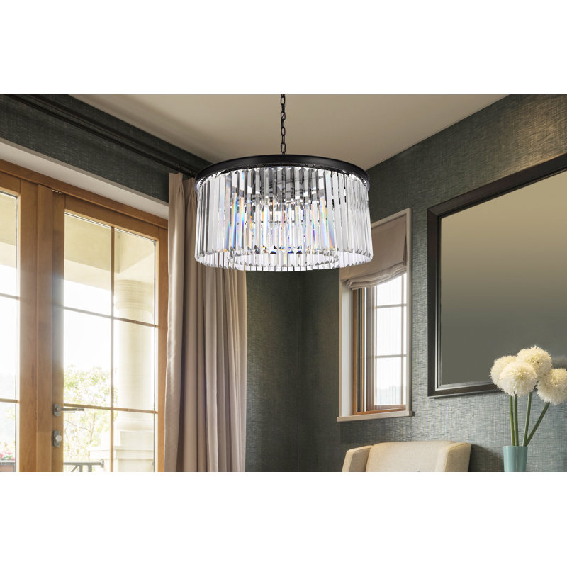 Yazmin 8 - Light Crystal Pendant, Clear, Matte Black
