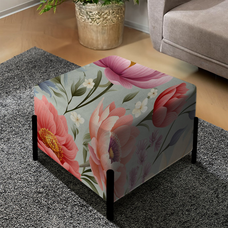 «Pastel Garden Floral Happiness» - repose-pieds carré floral