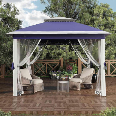Tente d'extérieur 11 po x 11 pi avec abri de jardin avec moustiquaire, structure résistante et moustiquaire
