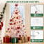 Sapin de Noël artificiel blanc de 1,80 m préilluminé avec 250 lumières blanc chaud, 800 extrémités de branches, branches articulées faciles à monter et support en métal