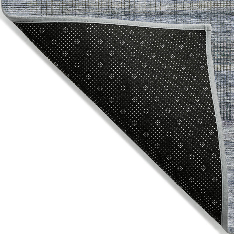 Tapis extérieur lavable rayé bleu et bleu ciel HomeRoots 3 pi x 5 pi
