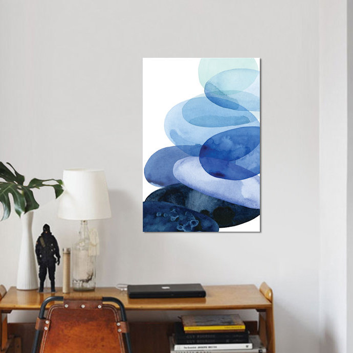 « river usé pebbles i », reproduction sur toile, H 12 po x l 8 po x P 0,75 po, Toile tendue, Pas de tapis