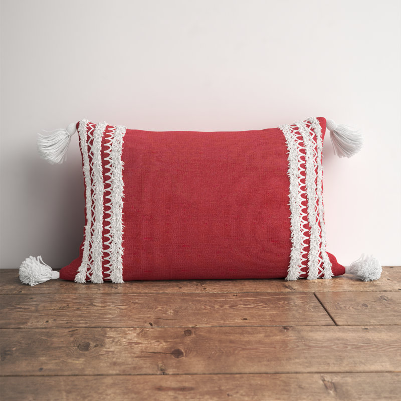 Neil Cotton Lumbar Pillow Cover & Insert, Garnet