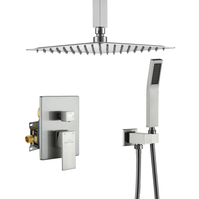 Système de douche complet avec valve brute, Nickel brossé