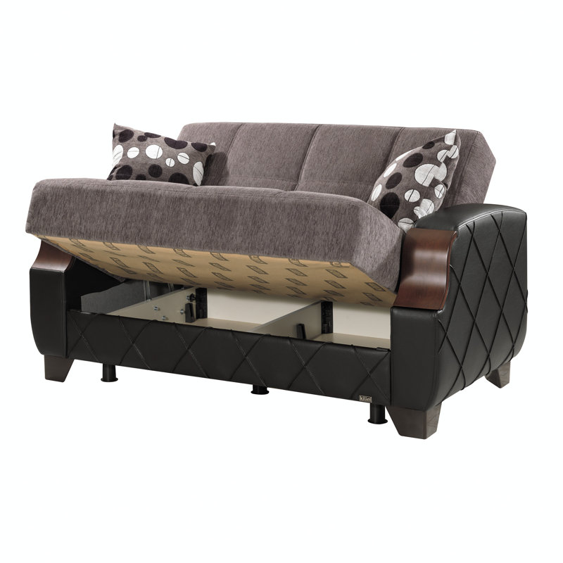 Olivo 62 in. Fabric Upholstered 2-Seater 3-in-1 Sleeper Loveseat Sofa Bed with Storage, Gray