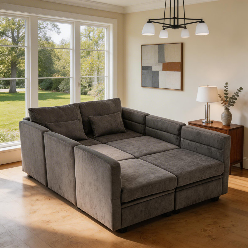Canapé-lit rembourré 58,26 po Toxi, Polyester gris foncé
